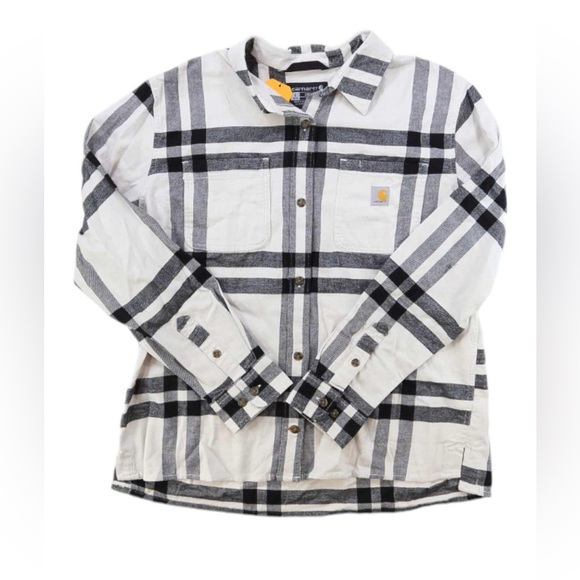Carhartt Tops - Carhartt Womens Sz S Rugged Flex Loose Fit Midweight Flannel Plaid Shacket Shirt